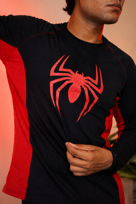 Spider Black/Red Long Sleeve Cotton Jersey