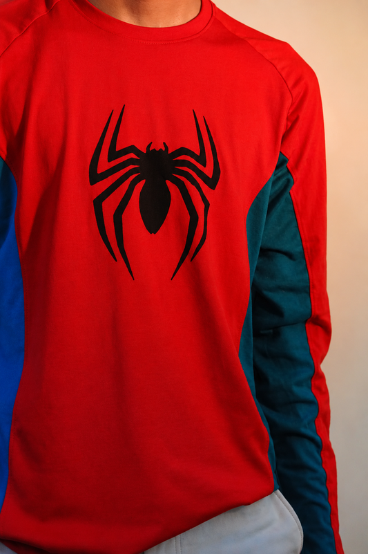 Spider Red/Blue Long Sleeve Cotton Jersey