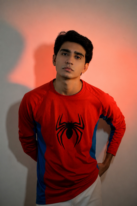 Spider Red/Blue Long Sleeve Cotton Jersey
