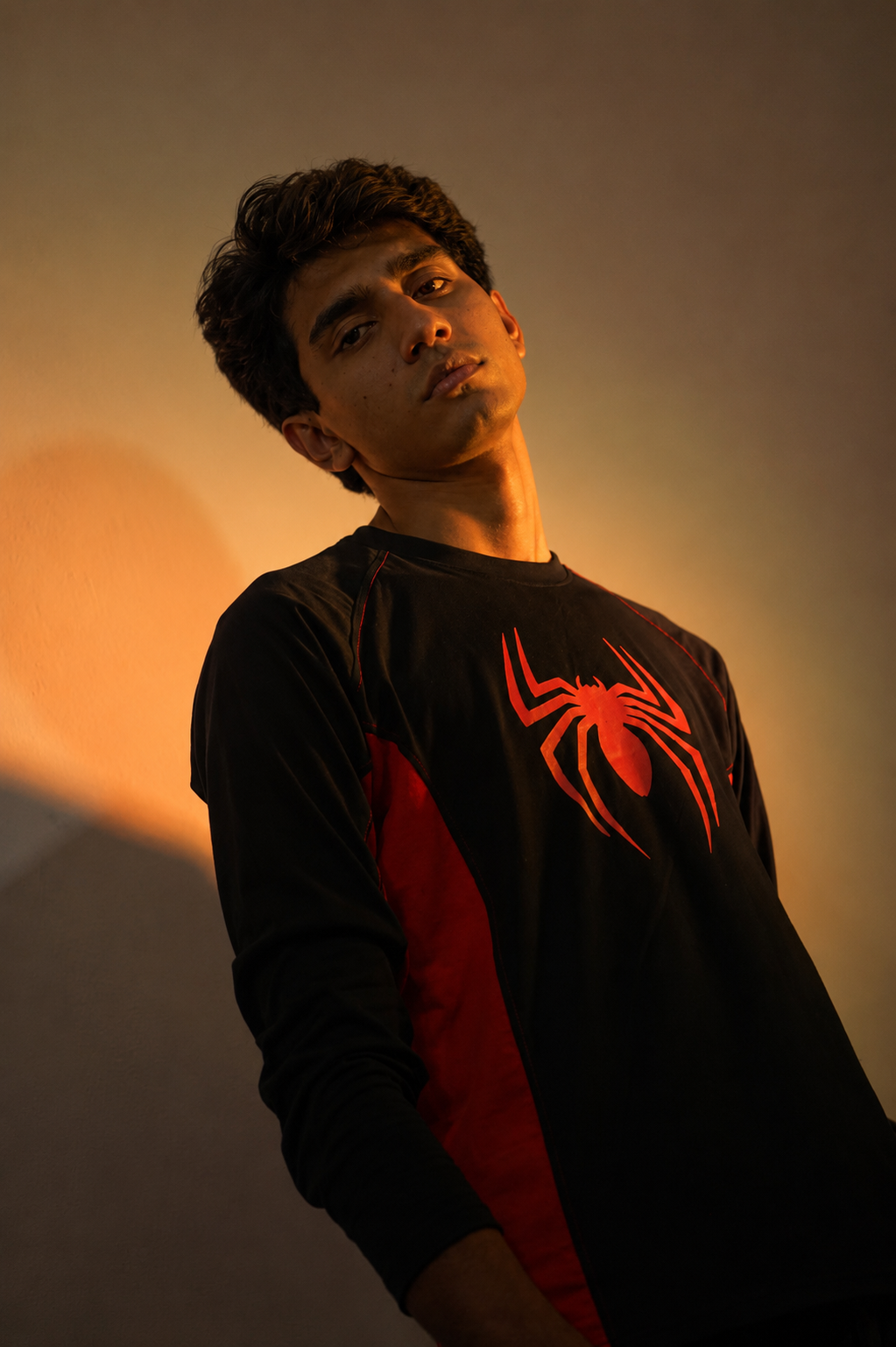 Spider Black/Red Long Sleeve Cotton Jersey