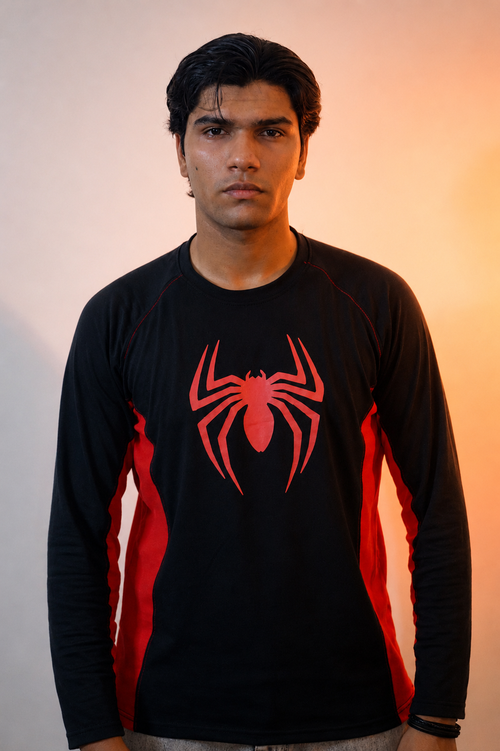 Spider Black/Red Long Sleeve Cotton Jersey