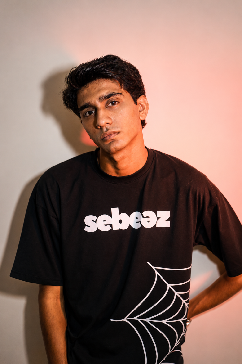 Sebeez Spider Web Oversized Cotton Jersey T-Shirt | Premium Streetwear