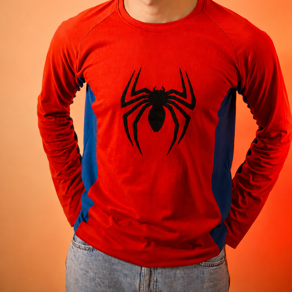 Spider Red/Blue Long Sleeve Cotton Jersey